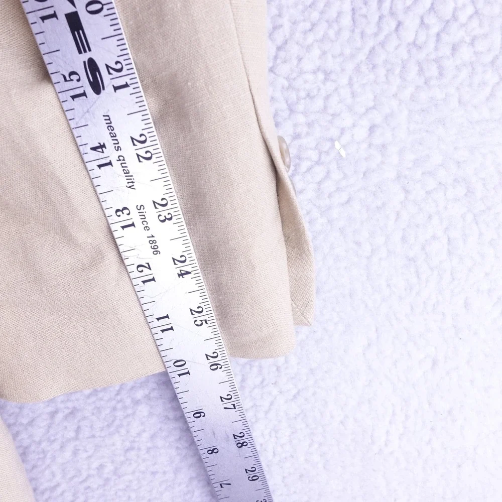 Oak Hill Mens 54L Linen Blend Blazer Tan Khaki Two Button Sport Coat Jacket
